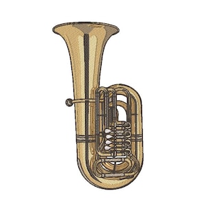 Motif de broderie pour sousaphone et tuba, fichier de broderie machine, 25 cm de haut (téléchargement numérique)