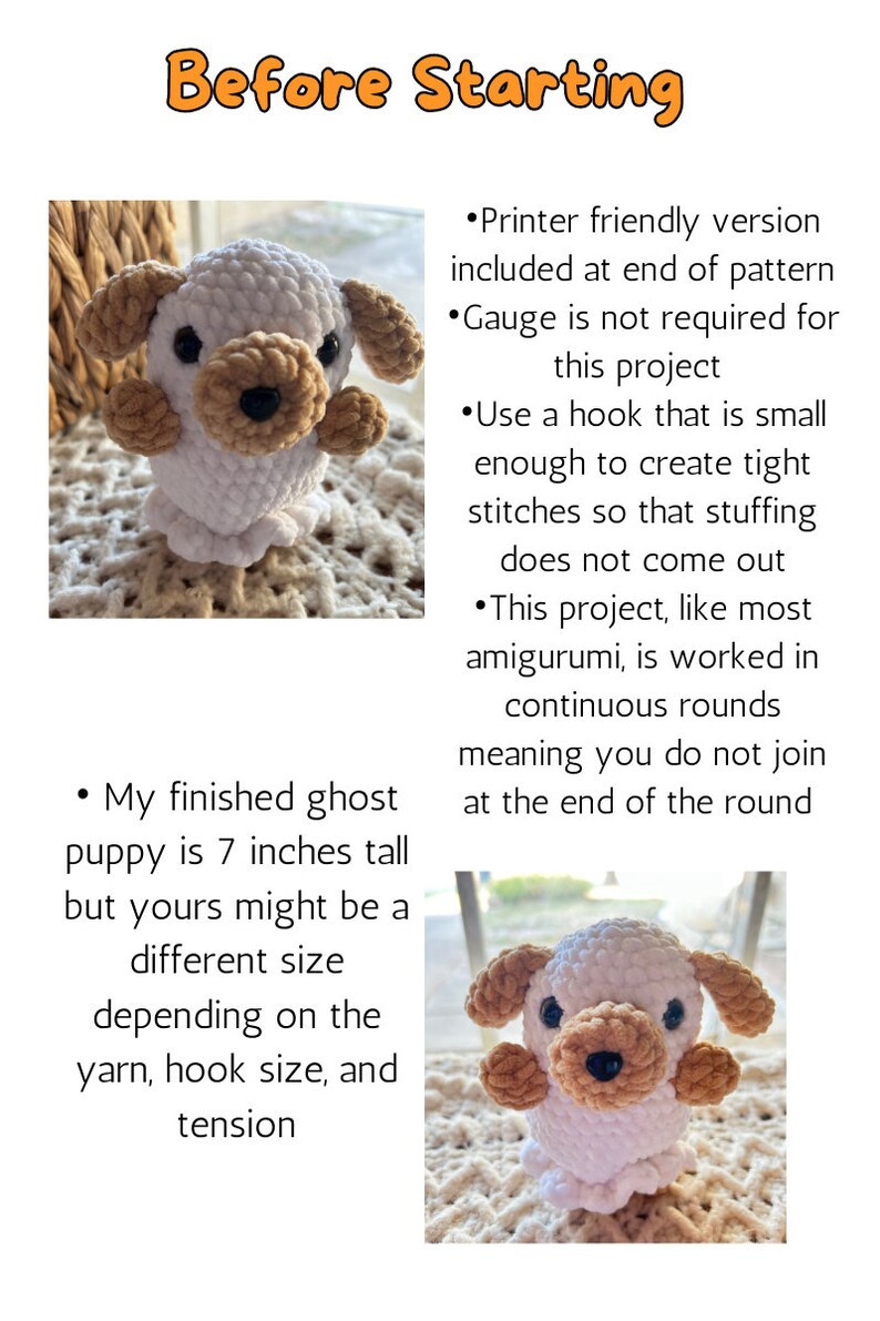 Virkat spökvalpmönster: Amigurumi Halloweenhund (PDF-nedladdning) bild 4