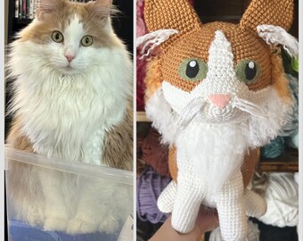 Custom Crochet Cat Plush, Handmade Cat Replica, Custom Cat Stuffed Animal