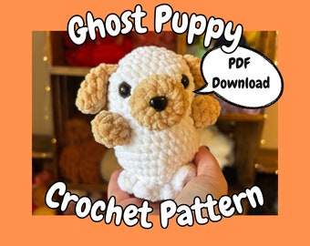 Patrón de cachorro fantasma a crochet: Perro amigurumi de Halloween (Descarga PDF)