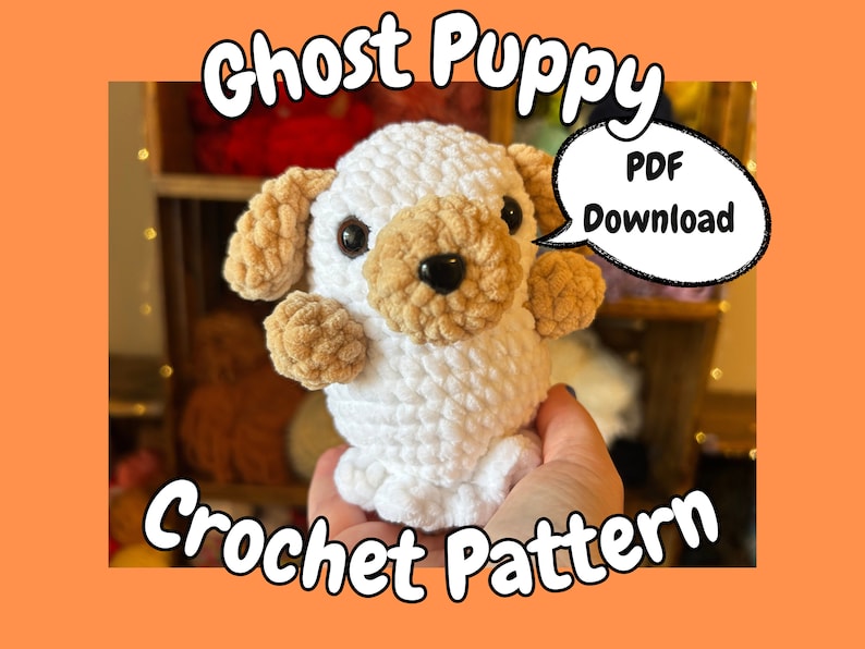 Virkat spökvalpmönster: Amigurumi Halloweenhund (PDF-nedladdning) bild 1