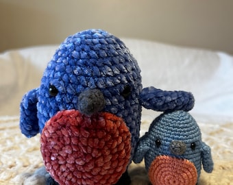 Crochet Bluebird Plush - Ready to Ship - Handmade Bluebird Stuffed Animals