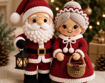 Christmas Amigurumi Pattern PDF, Santa and Mrs Claus Crochet Pattern Couple Holiday Decor Gift
