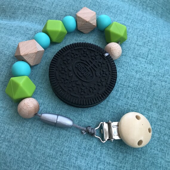 Cookie Teether Oreo Cookie Teething Clip Toy Wood Silicone