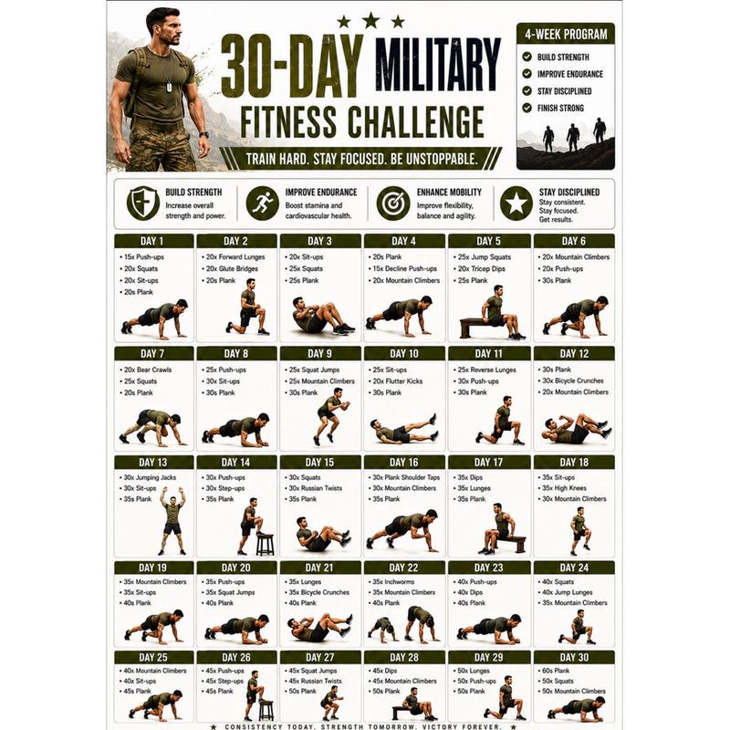 Basic Exercise Plan.pdf Military Workout - Etsy Norway