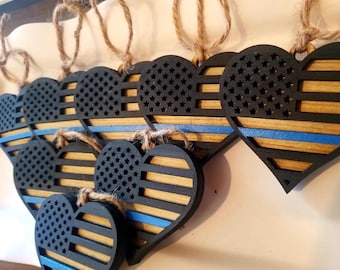 Personalized Police Heart Ornament, Custom Officer Name & Badge, Law Enforcement Gift