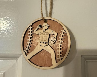 Personalized Baseball Ornament, Laser-Engraved Player Keepsake (3" Diameter)