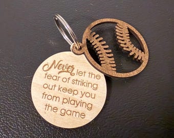 Personalized Sports Keychain With Name and Number, Wooden Backpack Tag, Senior Night Gift, Baseball Football Soccer Team Gifts, Coach Gift