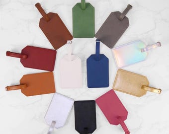 Personalized Luggage Tag with Name and Initial, Custom Leatherette Suitcase Bag Tag, Engraved Travel Bag Identifier, Honeymoon Cruise Gift