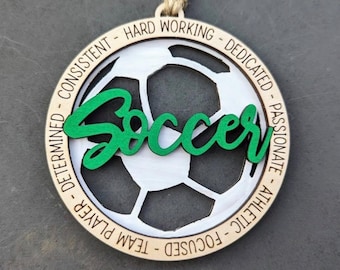 Ornamento per allenatore e giocatore di calcio, regalo in legno tagliato al laser per la squadra di calcio, regalo per la serata dei senior, ringraziamento di fine stagione per l'allenatore, confezione multipla per la squadra