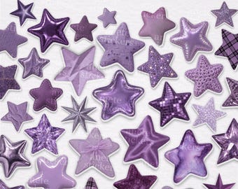 Purple Stars Stickers Pack