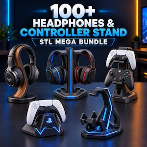 100 Headphone & Controller Stand STL Bundle, 3D Printable Gaming Accessories, Headset Holder, Gamepad Stand Desk Organizer Gamer Room Decor