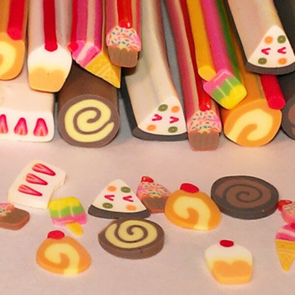 Polymer Fimo Clay Cane Assorted Dessert Slices Kawaii Miniature Scrapbooking Decoration Nail Art (120 pcs) GM-1CG2