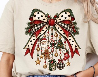 Christmas Bow Shirt, Plaid & Polka Dot Holiday Charms Tee