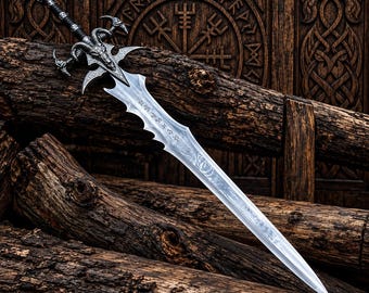 Handgefertigte Frostmourne-Schwert-Replika | Großschwert des Lichkönigs Arthas | Fantasy-Cosplay-Schwert | Deko fürs Gamerzimmer | Halloween-Kostümgeschenk für ihn