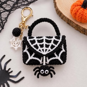 Gehäkelte Spinnennetz-Geldbörse, Halloween-Mini-Häkeltasche, Gruselige Spinnennetz-Geldbörse, Gothic-Häkel-Geldbörse (PDF)