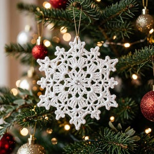Crochet Snowflake Ornament Pattern, Lace Snowflake Christmas Ornament, Winter Crochet Decor, Snowflake Tree Ornament PDF