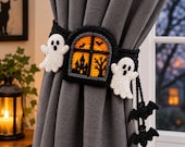 Halloween Curtain Tie Back Crochet, Ghost Curtain Tieback, Haunted Window Decor, Spooky Curtain Holder, Halloween Home Decor PDF