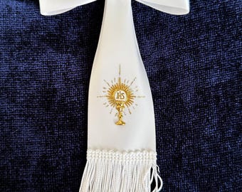 First Communion Arm Bow Chalice White Boy