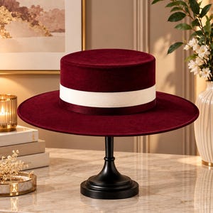 Ullhatt med bred brätte, Melania Trump-inspirerad hatt, västerländsk platt kronhatt, handgjord ranchhatt, sofistikerad fedorahatt, ogräsrensningshatt