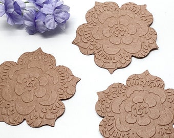 Embossed Chipboard flowers - deep embossed - cardboard diy crafts - cardboard flower die cuts