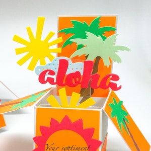 Aloha - Hawaii Karte - Hawaiianische Karte - Pop Up Box Karte - Blaues Hawaii - Wcards