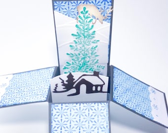 Winter Sports Pop Up Card: Skiing, Snowboarding, Mountains