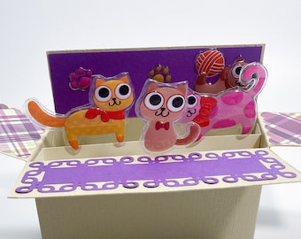 Kitty cards,  love cats, Pop Up box cards,  3D cards, cat lover,