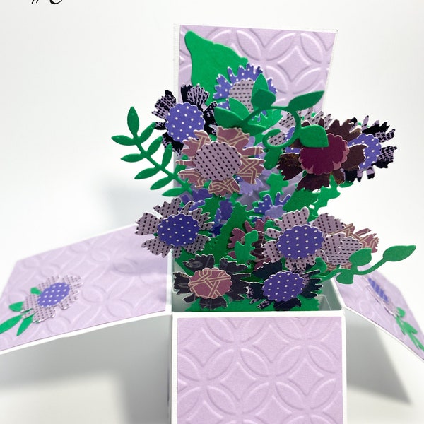 Flower Box Card - many colors - For mom on Mothers Day - Fancy Hand made cards - Pop Up box card - Mother's Day Cards - 3 d Birthday cards
