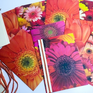 Compre 2 e leve 1 grátis kit de cartões faça você mesmo, Gerbera Daisy Easy, conjunto de 9 cartões para todas as ocasiões, flores brilhantes de verão, frente e verso, cartões de flores, fácil de fazer