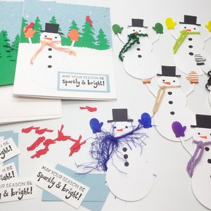 DIY Snowman Cards - Snowman holiday cards - Embossed Snowflakes cards, Red Robin’s, winter cards, make your own holiday cards