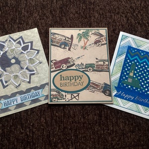 Set of 5 handmade masculine cards - Buy any 2 sets, get 1 free, mix and match, Guy cards - random mix - male cards - Cards for Him - Wcards