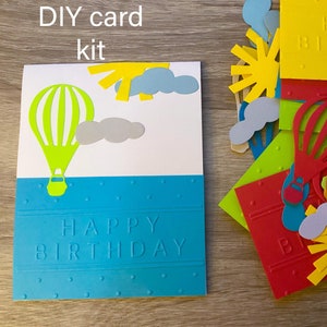 Acquista 2 set fai da te, ricevine 1 gratis, Kit fai da te per biglietti di auguri di buon compleanno, mongolfiere, Crea i tuoi biglietti, facili da montare, 9 biglietti, Sole, nuvole,