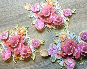 3 d Florals - Flower clusters - Journaling flowers - Delicate Flower embellishments - Colorful flower vases - intricate die cuts