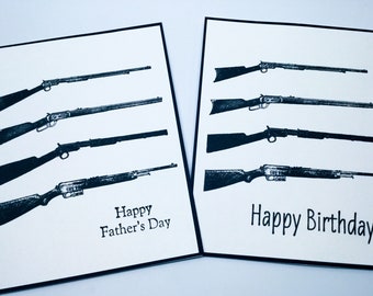 Gun cards for amazing husband, son, friend, brother - Rifle Father’s Day cards - Handgun patent greeting cards - Antique Rifles masculine