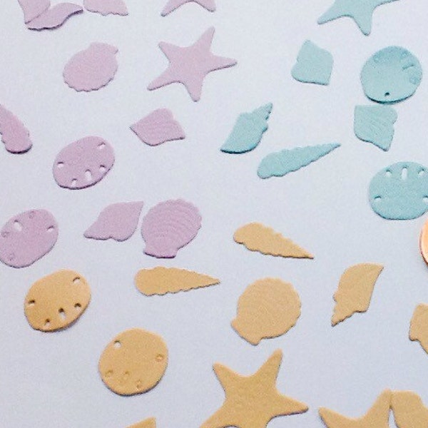 Pastel confetti - Nautical Confetti - seashells - beach theme - ocean - marine - starfish - shells