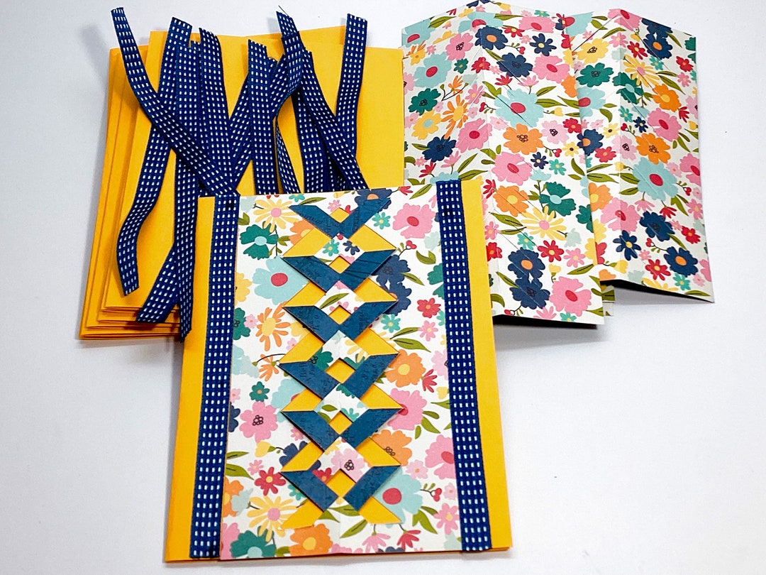 DIY Lattice Cards Set of 8 Cards Colorful Card Kit Make Your Own Cards