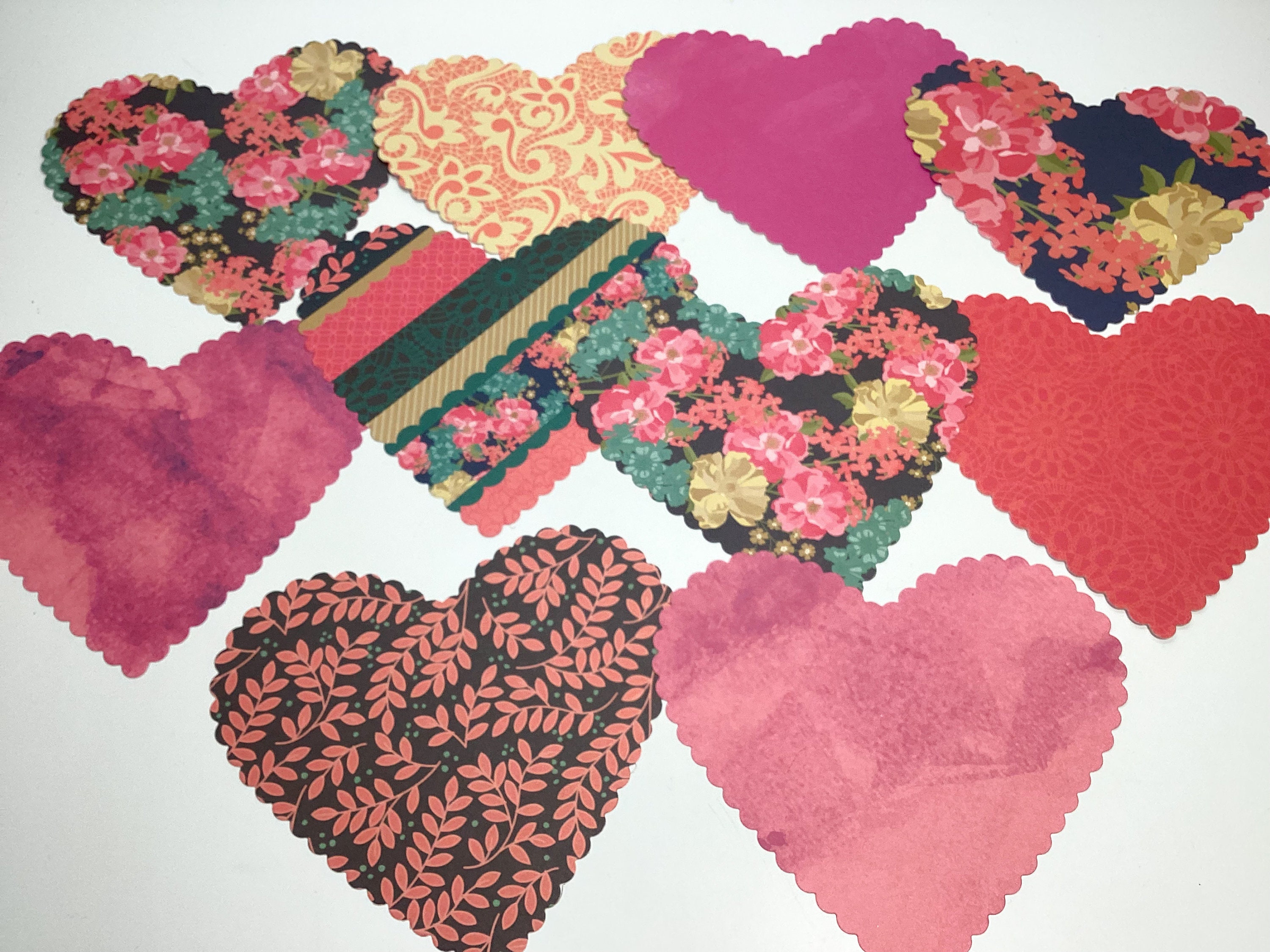 Heart Garlands, Large Scallop Hearts, Floral Hearts, Paper Hearts