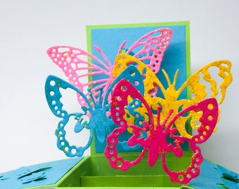 In Flight butterflies - Butterflies in a box - box pop up cards - Hand made cards: Pop Up box cards