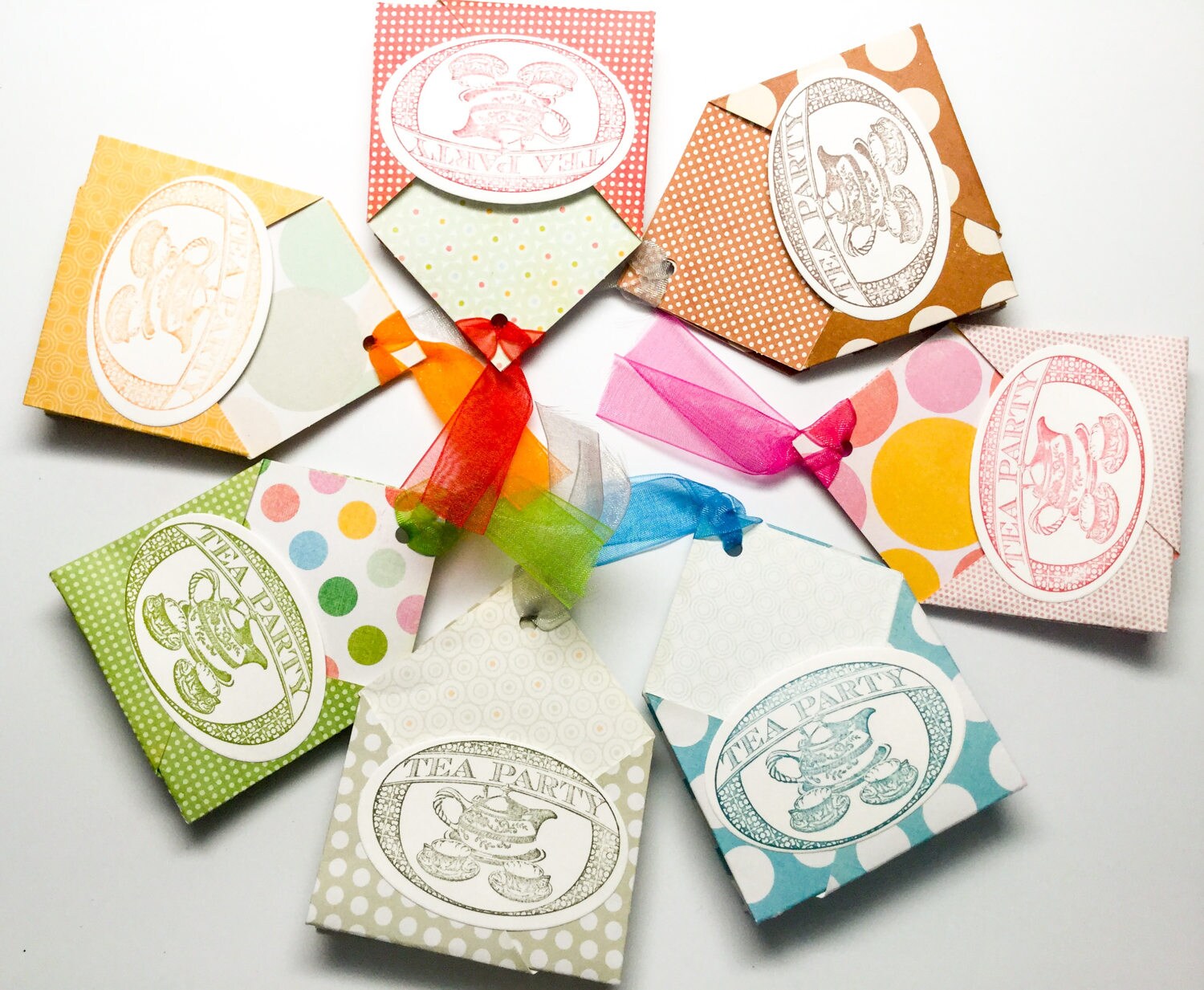 7 colorful Tea Bag holders Handmade Tea Party Favors Etsy