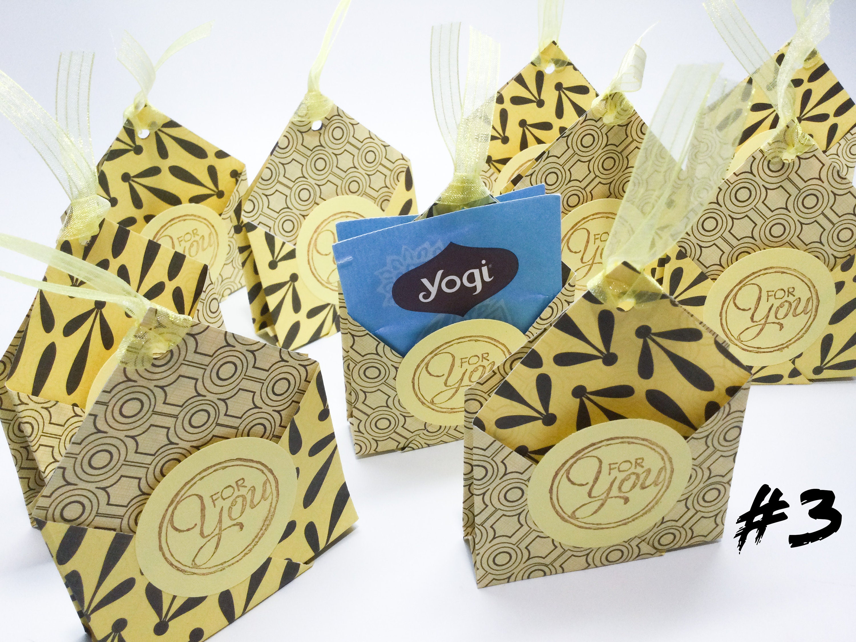 Porta bustine di tè fatti a mano: Giallo Verde floreale Giallo senape  Bomboniere Tea Party mini regali porta carte regalo carta origami -   Italia