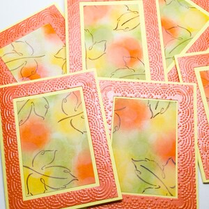 Geprägte Blätter Grußkarten: Handgefertigtes Karten-Set in warmen Farben