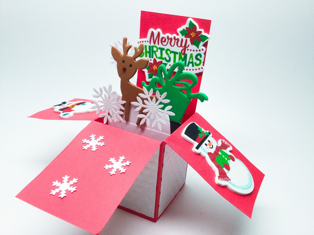 Holiday Box Cards Christmas Pop up Card With Rudolph the Red Nose