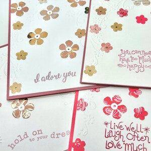 Handgemachte Grußkarten mit Prägung, Blumen, Nostalgie, Handgemachte Grußkarten, halte an Deinen Träumen fest, lebe gut, lache oft, liebe viel, Ich verehre Dich, Wcards,
