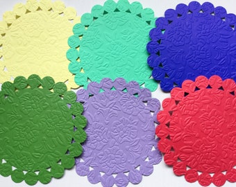 Embossed Scalloped Doilies  - pick your color - Wcards