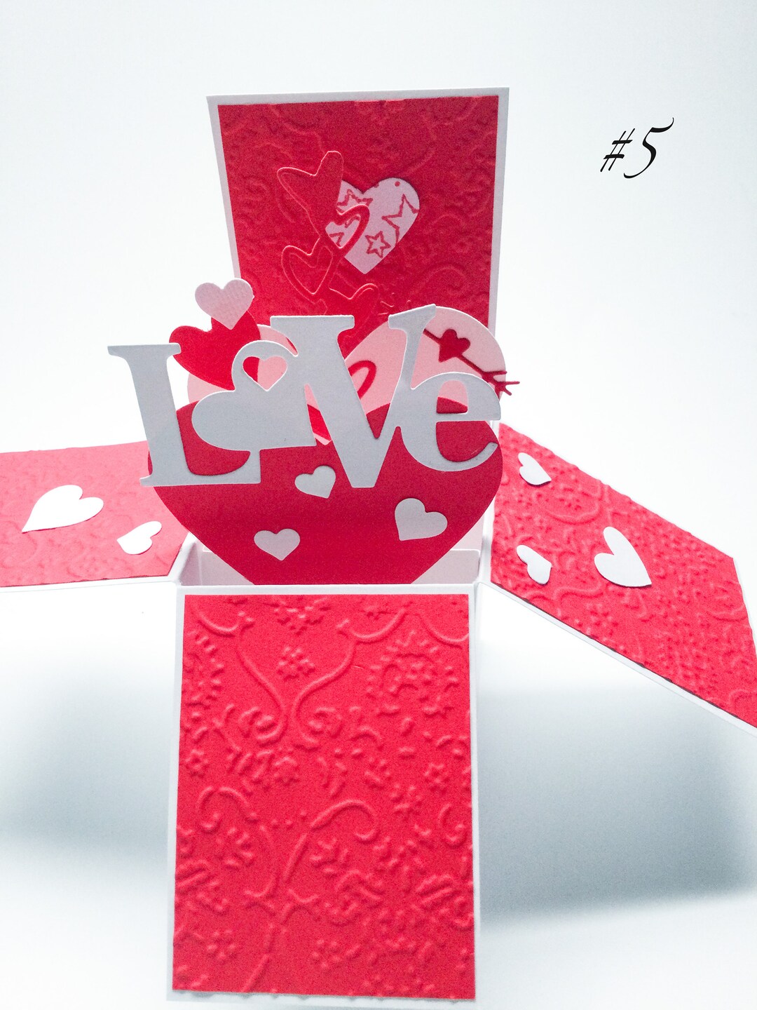 Love Pop up Card Flower Pop up Box Cards Lots of Hearts Etsy