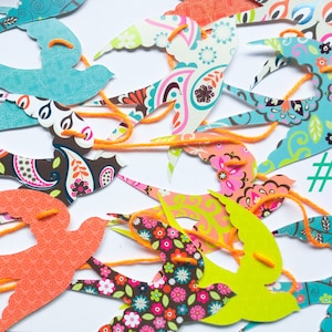 Swallow Garland: Colorful Flying Birds Party Decor - many colors