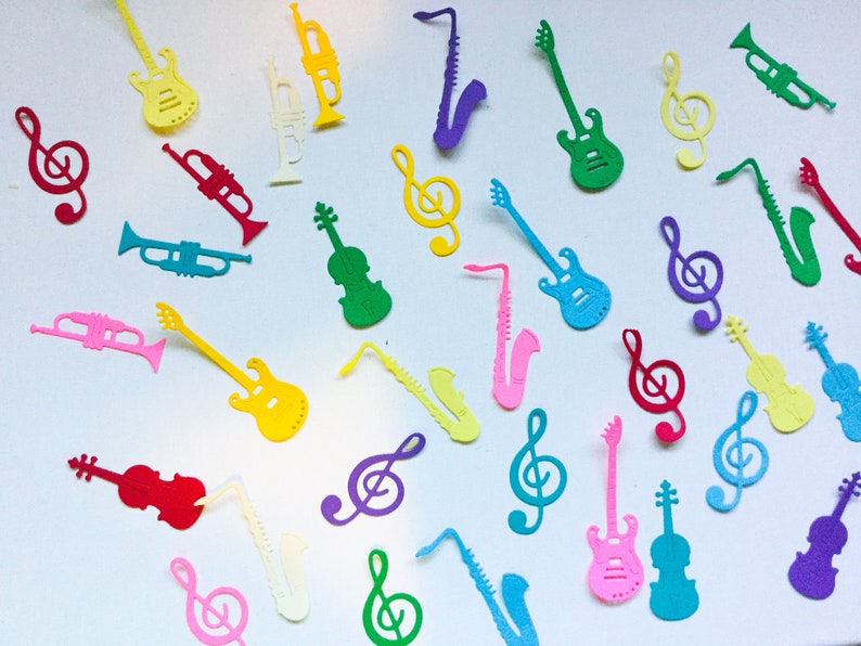 Music Notes Confetti pastel confetti Musical Instruments confetti Table sprinkle Pick your color birthday party decoration image 4