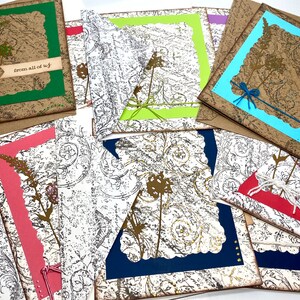 Achetez 2 jeux, obtenez-en 1 gratuit, fleurs sauvages, lettres et tourbillons - cartes vierges - cartes d'anniversaire - cartes Kraft, cartes W,