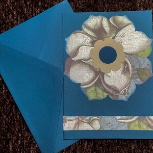 Buy 2 sets, get 1 free, Blue Large Flowers Cards, Masculine,  5x7 Notecards, Guy cards, Blank, Magnolia Flowers, man birthday, Father